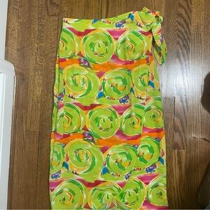 I.B. Diffusion Vintage Silk Wrap Skirt Green Blue Size 6